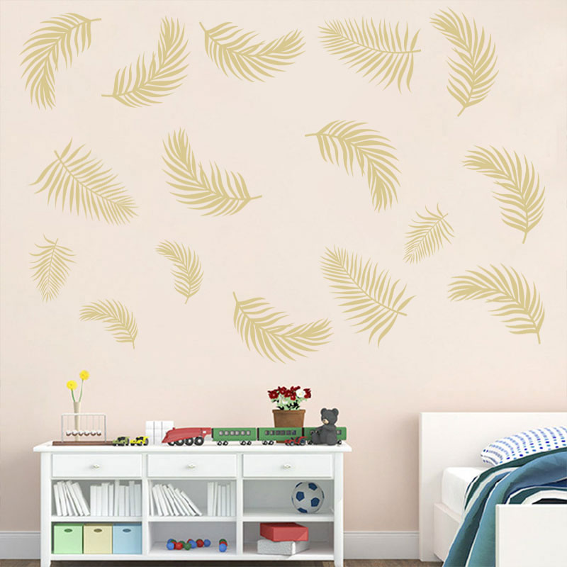 Autocollant mural en plume dorée moderne, décoration d'interieur, décoration d'interieur