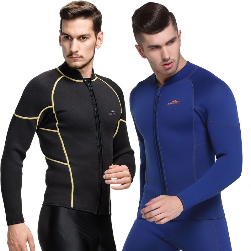 SBART 1 pieza 3MM Zip Up traje de neopreno chaqueta de buceo para hombres traje de baño de manga larga surf ropa de navegación DCO