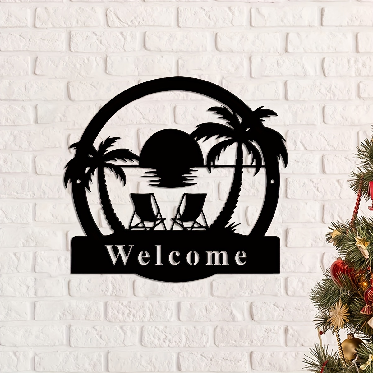 Buiten Palmbomen Metalen Bord, Metalen Palmbomen Teken, Veranda Decor, Familie Teken Voor Voordeur Achtertuin Bord Palm Boom Zwembad Bord