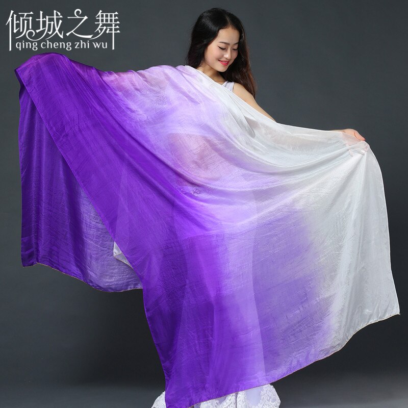 SJ005-velo de danza del vientre para mujer, de seda de tamaño de 260x114cm, velos de baile profesionales para mujer, accesorios para actuación en escenario, SJ005