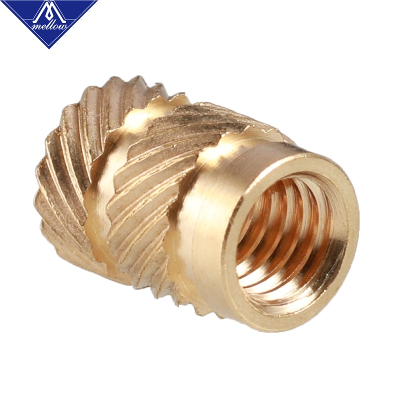 Mellow Brass Melt Inset Nuts Heating Molding Copper Thread 3D Printer SL-type Double Twill Knurled Injection Brass Nut
