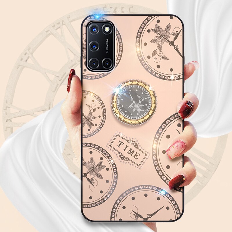 Scintillio Del Diamante Cassa Del Telefono Per OPPO A52 A72 A92 A92S Strass Orologio Del Basamento Per OPPO A52 A72 A92 A92S Posteriore copertura