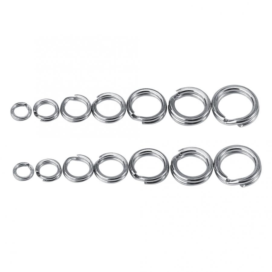 50/100 st fiskeringar dubbla delade ringar i rostfritt stål förstärker solid ringlock förbindande ringfiskeverktyg
