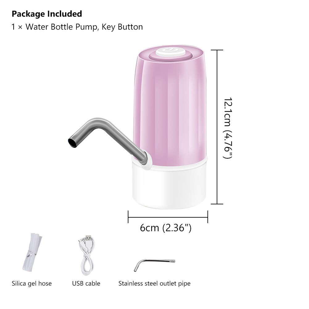 Electric Water Dispenser Portable Gallon Drinking Bottle Switch Smart Water Pump USB Charging Auto Drinking For Home Office: XB-3 Pink