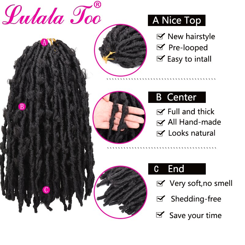 Butterfly Locs Crochet Hair 12inch Synthetic Distressed Faux Locs Crochet Braids Pre Looped Natural Messy Pre-twisted Braids