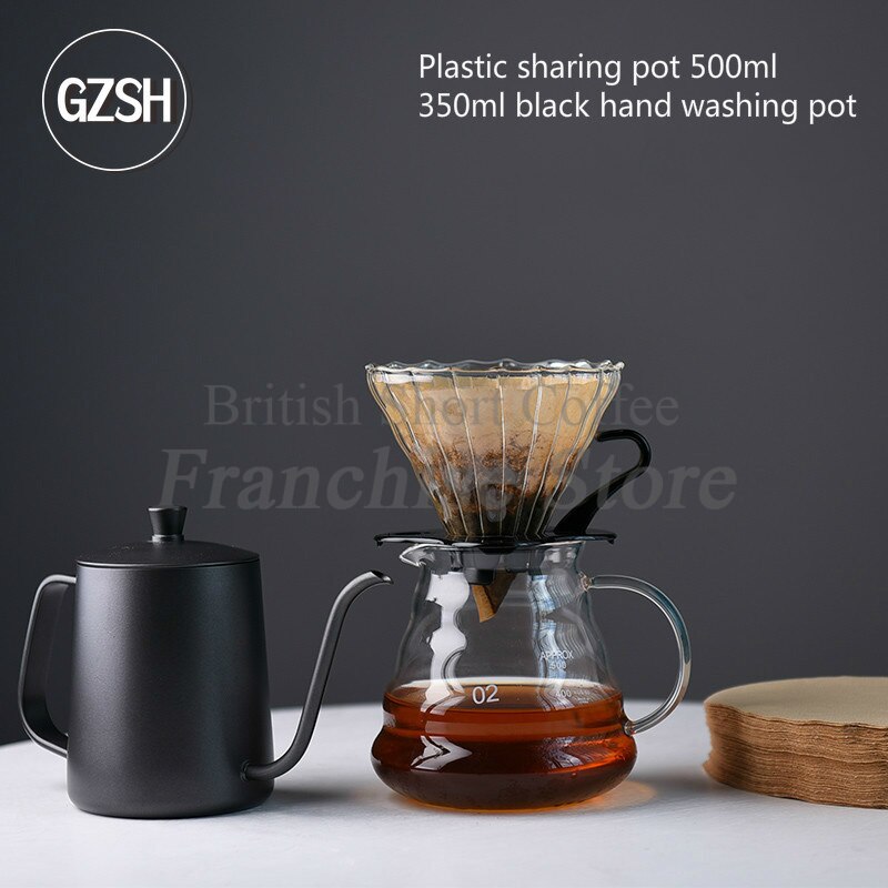 Juego de cafetera con filtro triangular V60, utensilio de punzonado manual para hacer té, caja de para el hogar, ideal para regalar a cafetería