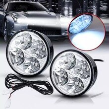 2 stuks witte 4 led drl ronde dagrijverlichting auto mist dagrijlicht 12v universele stijl voor alle auto's