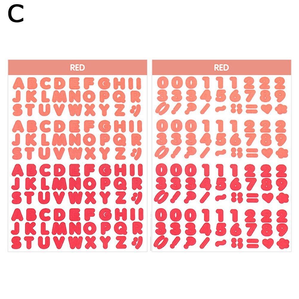 Korean 2pcs Number Digital Sticker Letter Alphabet Stickers Notebook Planner Stationery Scrapbooking Cute Journaling Decora Y1S0: red