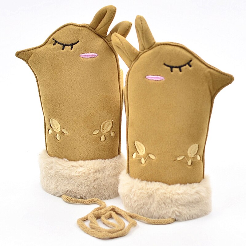 Cartoon Children's Suede Mittens Cute Gloves Winter Kids Outdoor Warm Gloves Girls Boy Thicken Full Finger Mittens