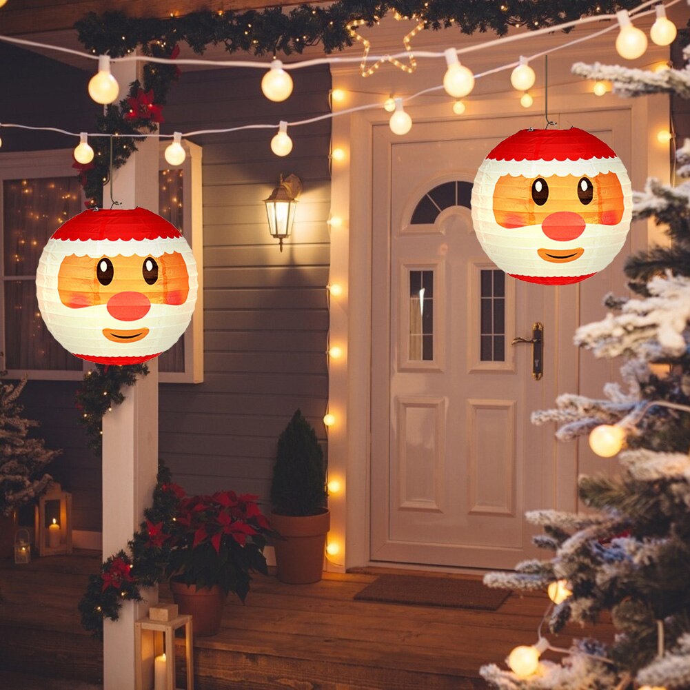 20Cm Papieren Lantaarn Herbruikbare Ronde Kerstman Opknoping Bal Lamp Festival Supply Kerst Decoraties Voor Huis
