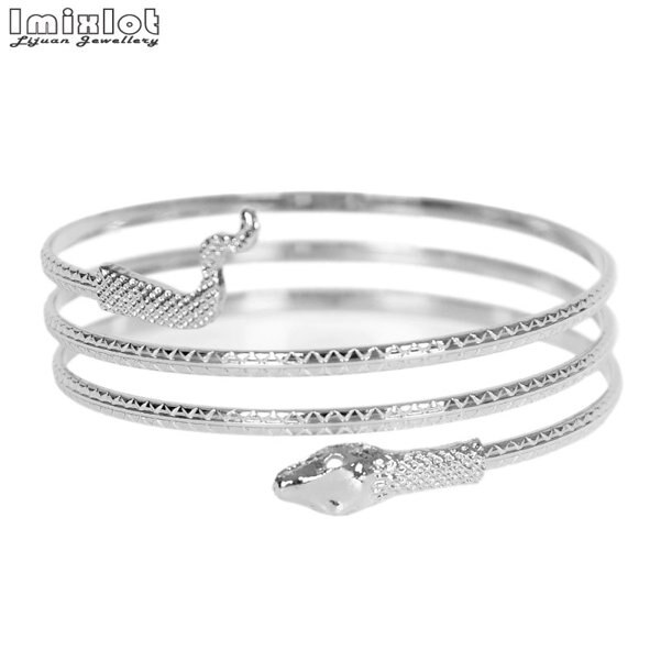 Punk Opgerolde Slang Spiraal Bovenarm Manchet Armlet armband Bangle Armband Voor Vrouwen Sieraden Goud Zilver Kleur: Silver