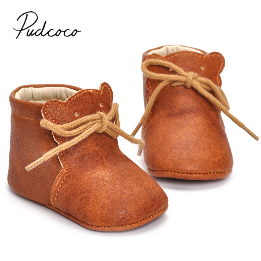 Eerste loopstoel pasgeboren peuter baby jongen meisje waterdichte wieg schoenen zachte zool leren sneakers 3d beer cartoon prewalker 0-18m