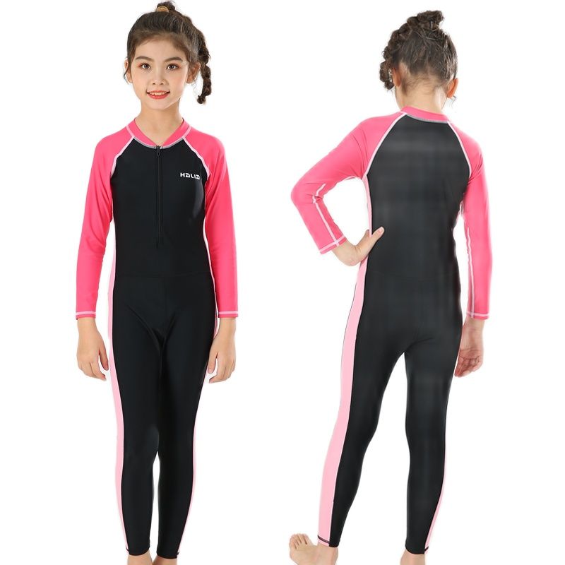 Kids One-Piece Short Sleeve Zipper Wetsuit Swimsuit - UPF 50+ Sun Protection, Rash Guard For Swimming, Surfing & Beach Play