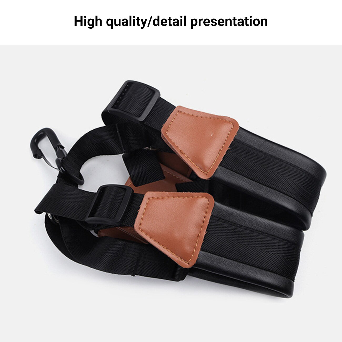 Adult Child Soft Sax Strap Leather Double Shoulder Saxophone Straps with Steel Hook for Alto Tenor Soprano Sax