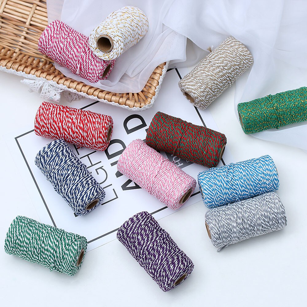 100m/roll 2ply Bakers Twine String Cotton Cords Rope for Home Decor Handmade Christmas Packing Craft Projects DIY