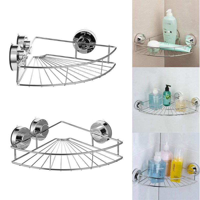 2 stk badeværelse hjørne hylde brusekabine vakuum suge badekar opbevaringsholder holder rustfrit stål væg hjørne organizer