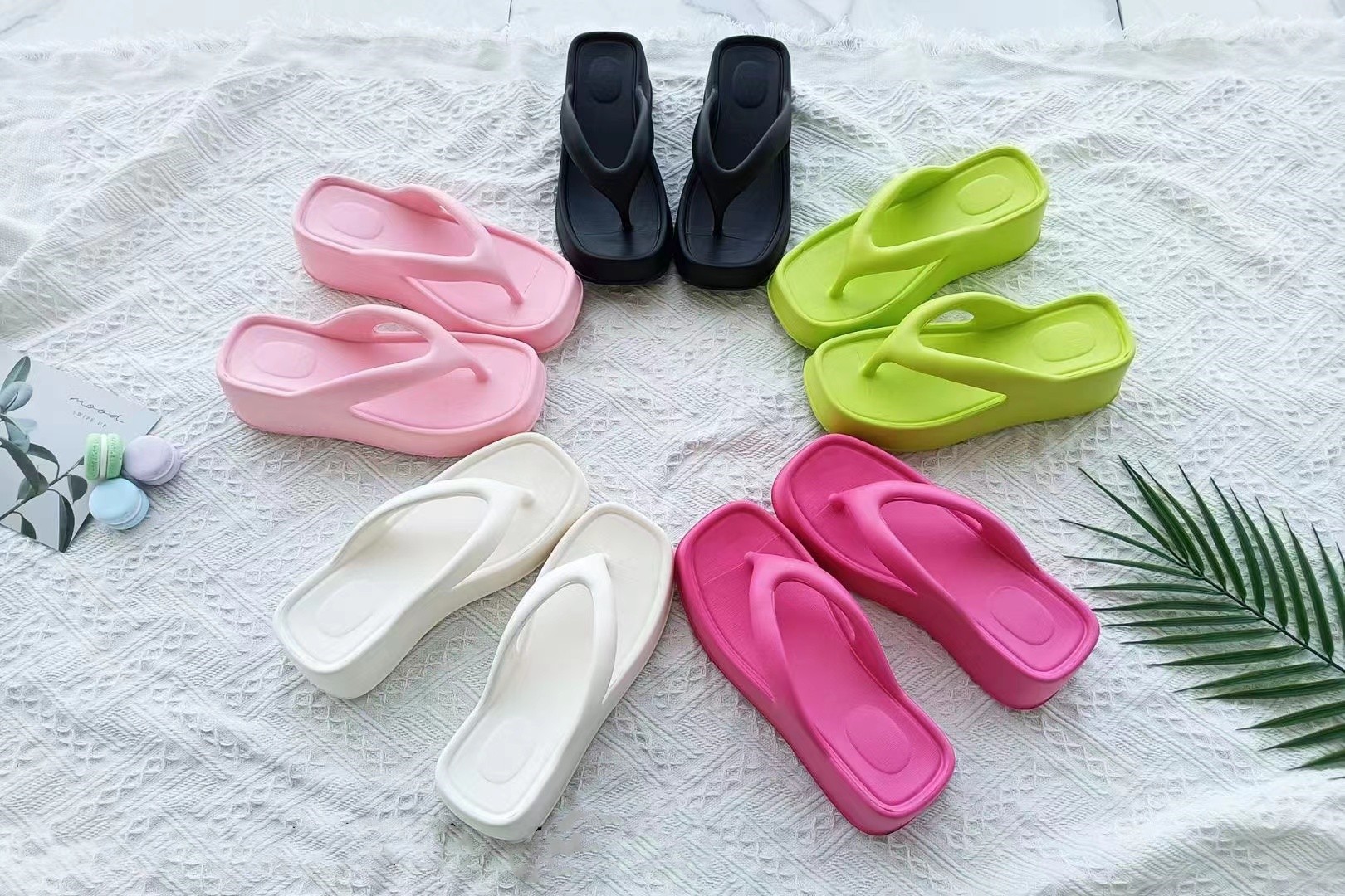 EVA Slippers Women Thick Sole Slope Sandals Adult Heel 7cm Thick Bottom Beach Shoes Ladies Flip Flops