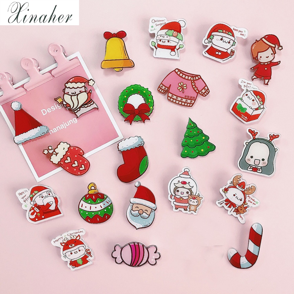 Kerst Badges Leuke Sok Elanden Snoep Broche Acryl Pin Badges Pictogrammen Op De Rugzak Medaille Decoratie Badge Voor Kleding