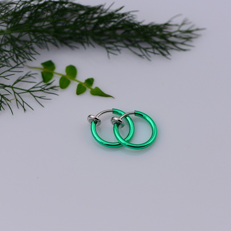 Einfache Punk Bar Lappen durchbohren Zunge Bauch Lippe Ring Knorpel Ohrringe Brincos Für Frauen ErkläSprosse Ohr Schmuck Nase Ringe: Grün