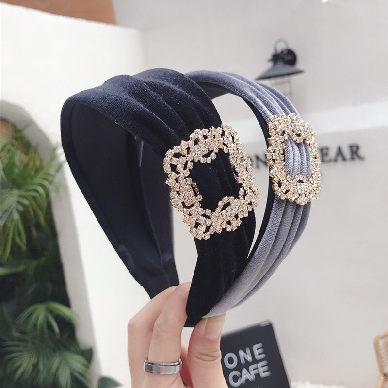 Corea del Sur estilo Top Grade Boutique accesorios coreanos para el cabello-estilo Simple conjunto de diamantes Super brillante terciopelo dorado grande