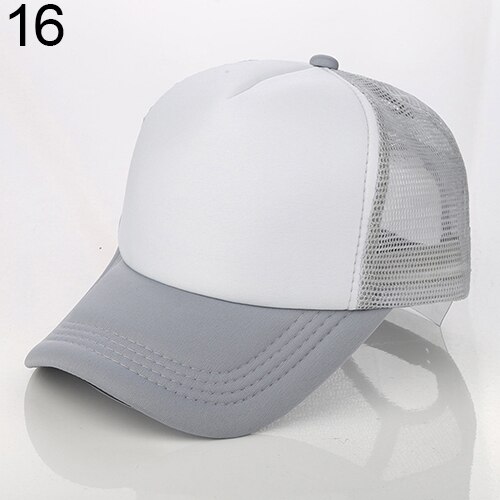 Unisex Trucker Cap Baseball Mesh Adjustable Hats: Grey White