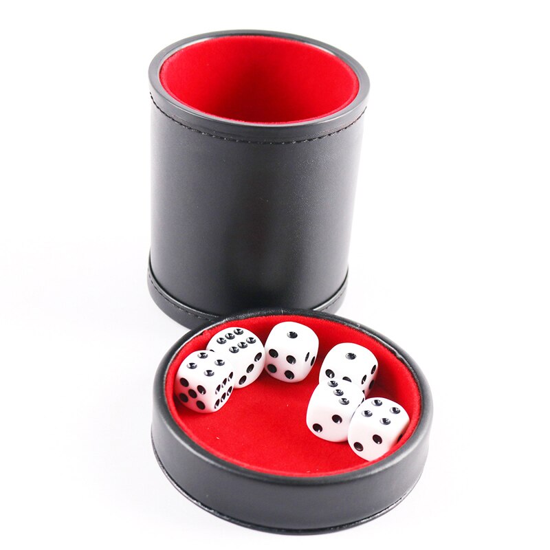 Doppel Schicht Würfel Tassen Neue Schwarz PU Leder verrotten Flanell Würfelbecher Bar Spiel Liefert Mit 6 stücke Würfel: Ursprünglich Titel