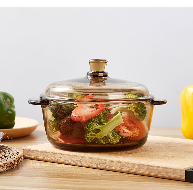 Cuenco para horno de cocina, vidrio templado resistente al calor, doble ASA, Bol para verduras frescas, Bol para sopas y ensaladas, solo horno microondas: Default Title