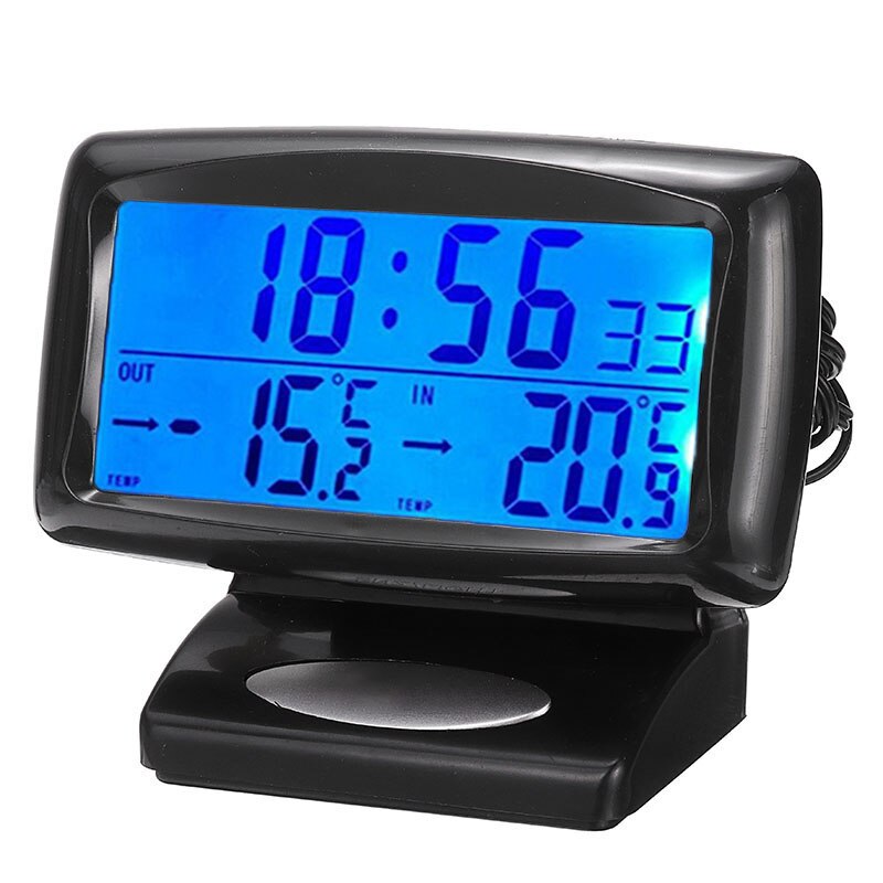 Digital LED Backlight Meter Clock Thermometer Indicator Gauge Panel Meter Mini Weather Station Automotive Thermometer Clock
