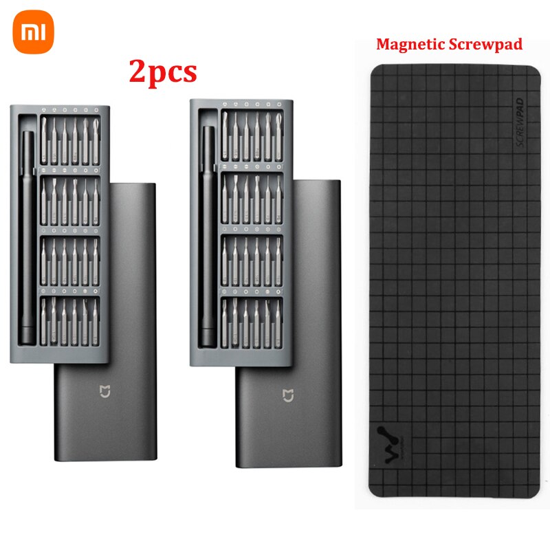 Xiaomi – Kit de tournevis Original à usage quotidien, 24 embouts magnétiques de précision, boîte en aluminium, ensemble de tournevis pour maison intelligente: Bleu