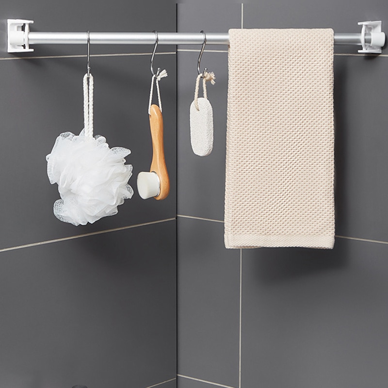Self-adhesive Curtain Rod Holder 360 Degree Rotatable Curtain Pole Rods Wall Brackets For Home Bathroom and Hotel PR