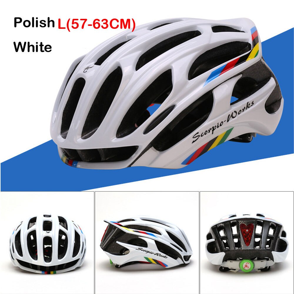 Mtb cykelhjelmdæksel med led-lys caschi ciclismo capaceta da bicicleta capaceta hjelm cykel cykelhjelme  ac0119: Farverig 04