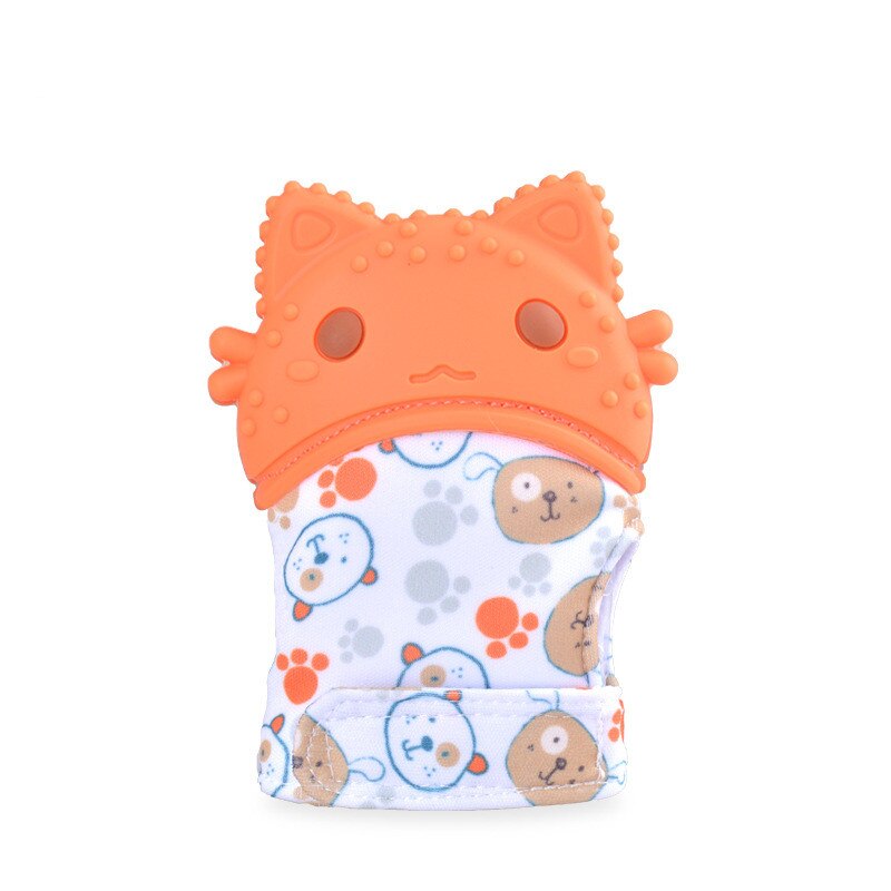 Baby Siliconen Wanten Tandjes Mitten Handschoen Geluid Anti-bite Bijtring Peuter Chewable Verpleging Wanten Bijtring Duim Speelgoed: Baby Teether 2