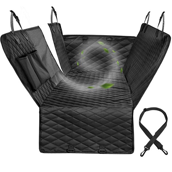 Couverture de siège de voiture pour animaux de compagnie,imperméable à l&#39;eau, hamac arrière, accessoires de voyage, tapis de coffre, protecteur, porte-chiens: Black