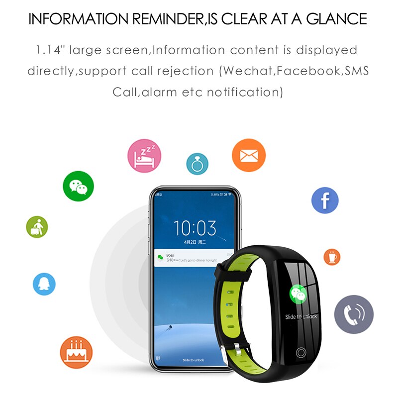 F21 Smart Fitness Bracelet Heart Rate Monitor Activity Tracker Health Wristband Pedometer Smartband Men Women For Android IOS