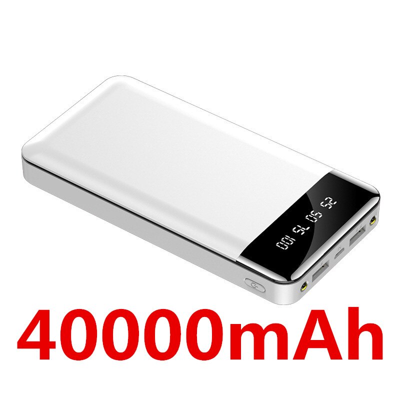 80000mah large capacity power bank portable digital display external battery charger power bank suitable for Xiaomi IPhone: White-40000mah
