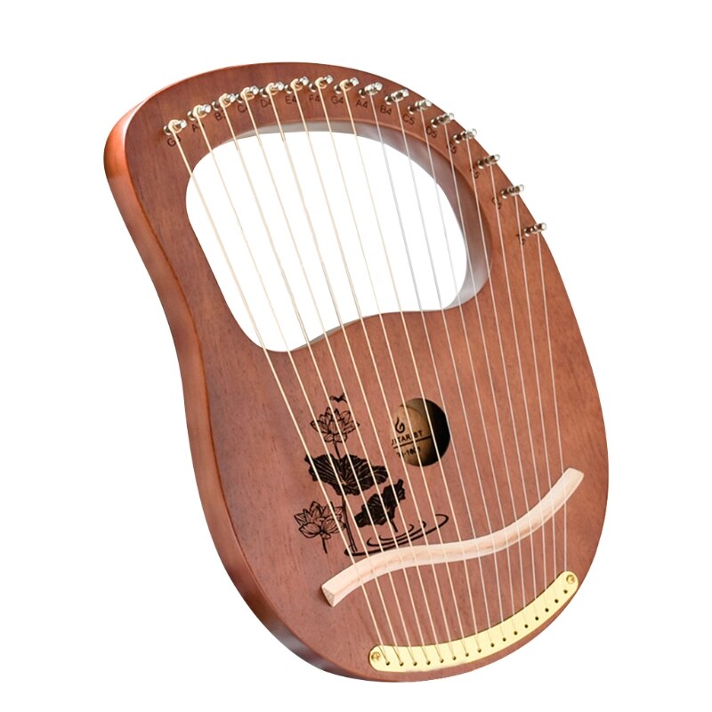 16 Metal Strings Handheld Lyre Harp Mahogany Body Classical Musical Instrument