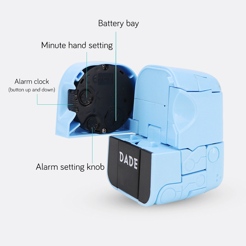para estudiantes chico lindo Mini reloj de alarma de dibujos animados Perro Robot Reloj de escritorio divertido Reversible de juguete dormitorio despertar reloj aguja de reloj