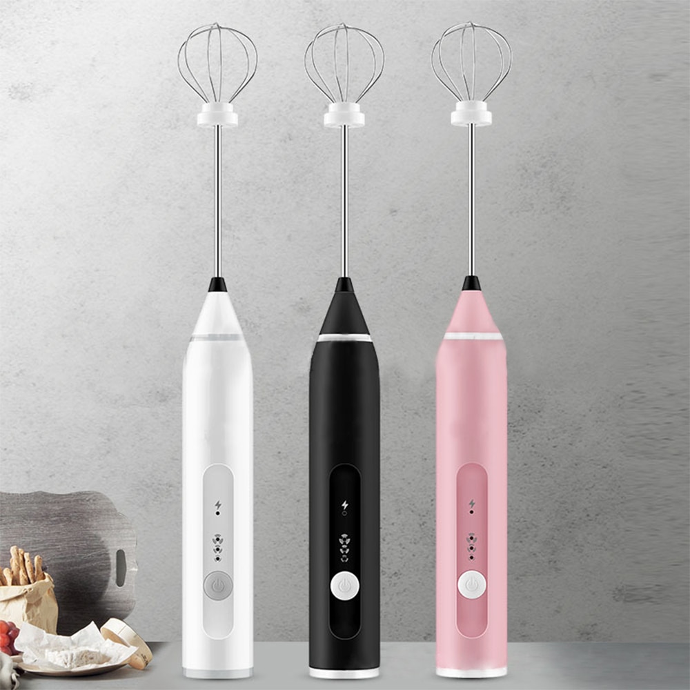 Electric Milk Frother Mini Mixer Foamer Coffee Whisk Stirrer Egg Beater Mixer Kitchen Cooking Tool Egg Stirring USB Rechargeable