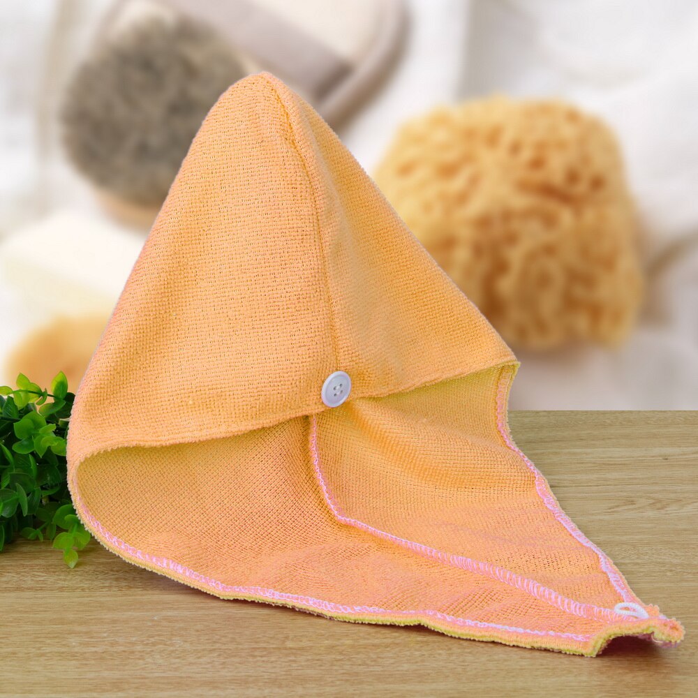 Superfine fibre stoffer badehætte hurtigt tørt hår hat indpakket håndklæde mikrofiber solidt hår turban hjemmetekstil: Gul