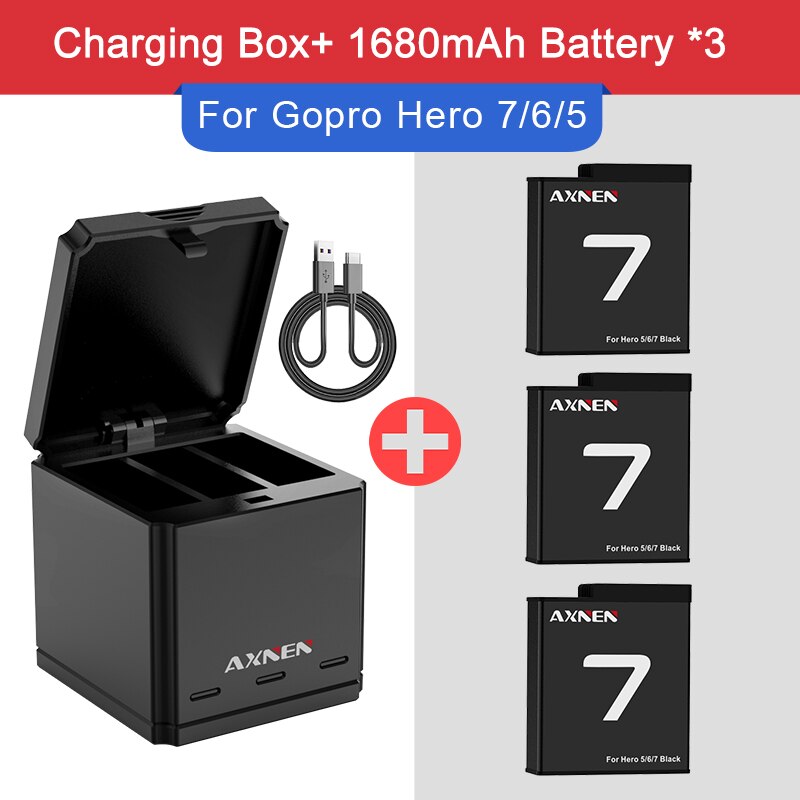 Zestaw baterii lub ładowarki do GoPro Hero 10 9 8 7 6 5 Gopro akcesoria do oryginalnego Go Pro Hero10 Hero8 Hero9 czarny aparat akcji: G7 1Charger 3B