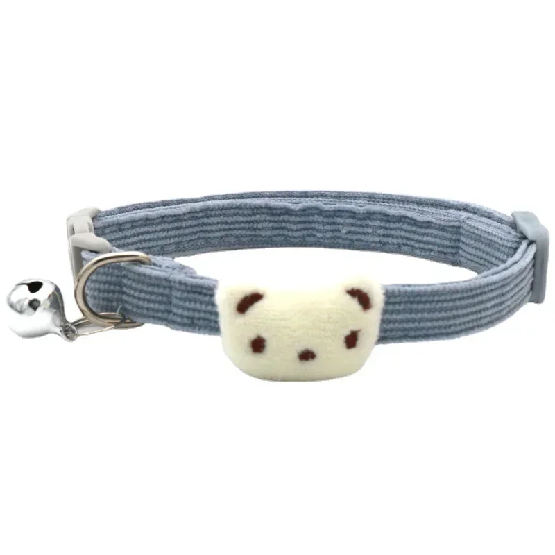 Joli collier réglable pour animaux de compagnie, 2 pièces, ours de dessin animé, en peluche douce, avec cloche, accessoires pour petits chiens, collier pour chat, fournitures pour animaux de compagnie