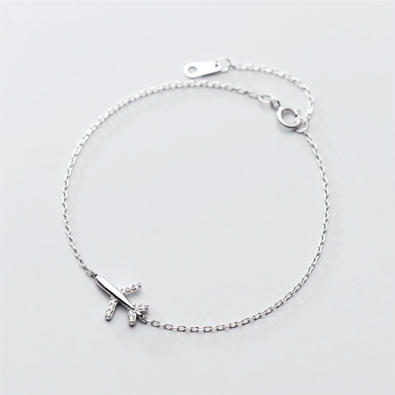 Sole Memory Sweet Cute Mini Plane Literary 925 Sterling Silver Female Resizable Bracelets SBR210