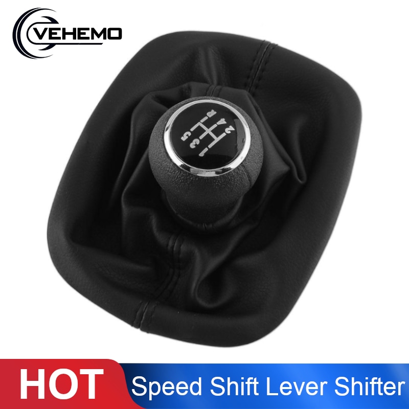 Vehemo 5 Speed Lederen Auto Pookknop Lever Shifter Gaitor Boot Stok Pennen Stofkap Voor Volkswagen PASSAT B5 auto Styling