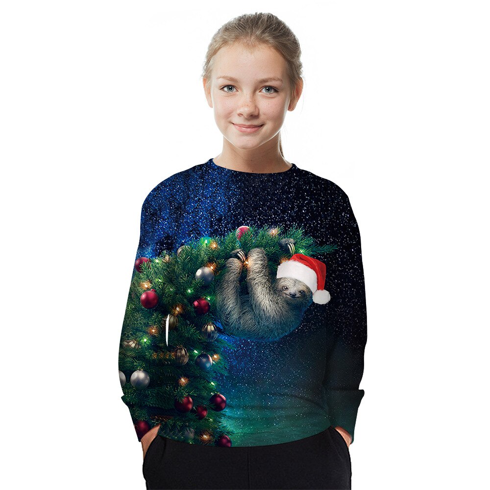 Outono inverno camisola das crianças menino meninas topos sportwear natal impresso pulôver crianças molduras soltas 4-14t roupa da criança