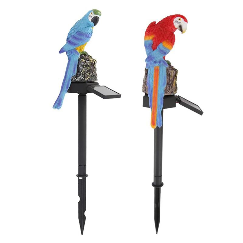Parrot Solar Light LED Outdoor Lawn Ornament Powered Garden Bird Shape Lighting Waterproof Novelty Lamp: 01 02