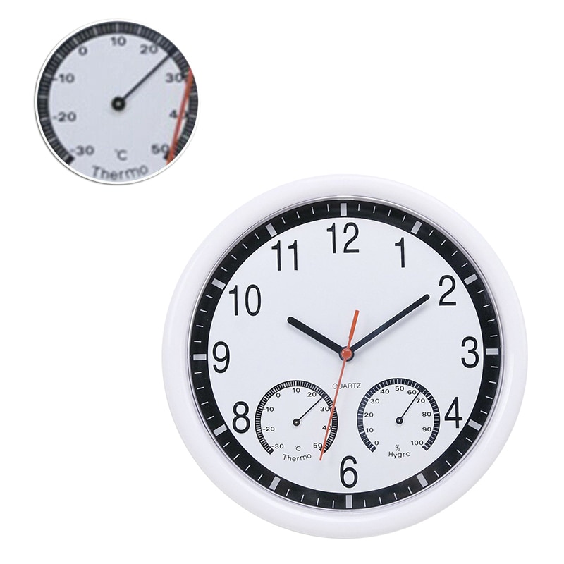 Newest Quartz Stone Clock Silent Wall Clock Accurate Thermometer Humidity Indoor Outdoor Pool Patio