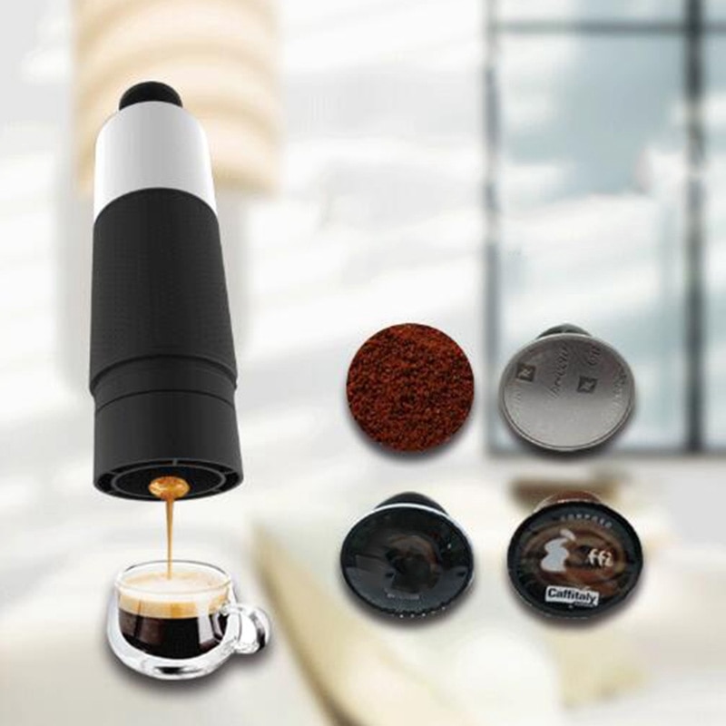 Nyeste mini håndtryk bærbare kapsler kaffemaskine madlavningskop manuel 21 bar italiensk espressomaskine ekstraktionsgryde