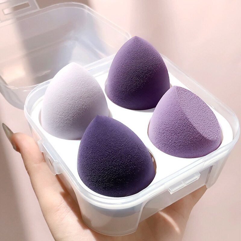 4Pcs/box Makeup Blender Cosmetic Puff Makeup Sponge with Storage Box Foundation Powder Sponge Make Up Brush Beauty Tools