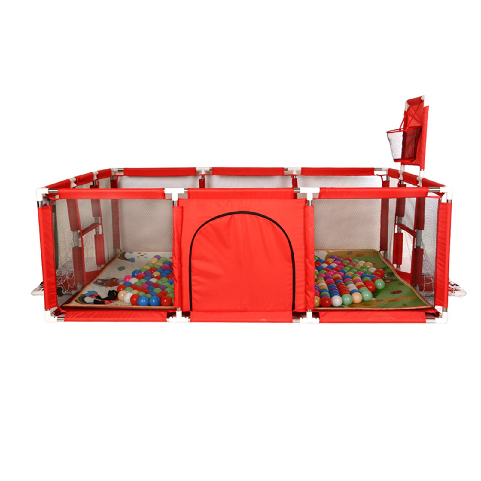 Baby Box Kinderen Peuter Kinderen Veiligheid Hek Indoor Outdoor Play Pen Oceaan Ballenbad Veiligheid Barrière Met Mand: Red