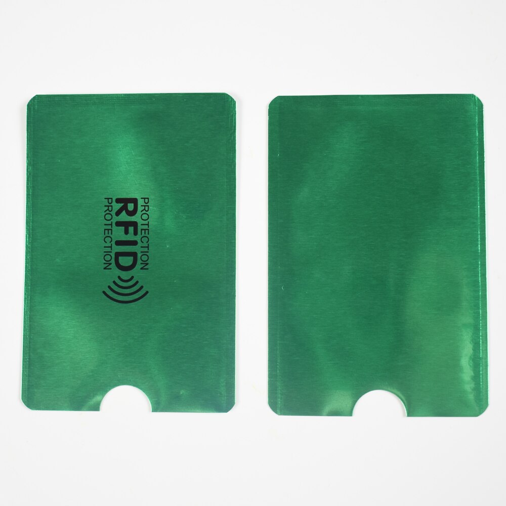 100pcs/lot Blocking Wallet Anti RFID Pouch Holder Sleeves Scan Aluminum Case Security for Credit Card Passport: Green